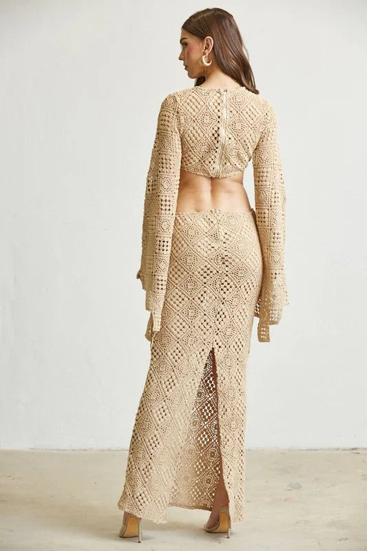 CROCHET CUTOUT MAXI DRESS PRIVILEGE