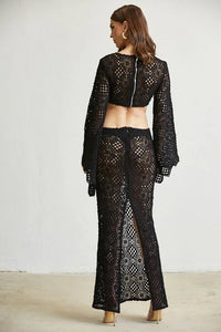 CROCHET CUTOUT MAXI DRESS PRIVILEGE