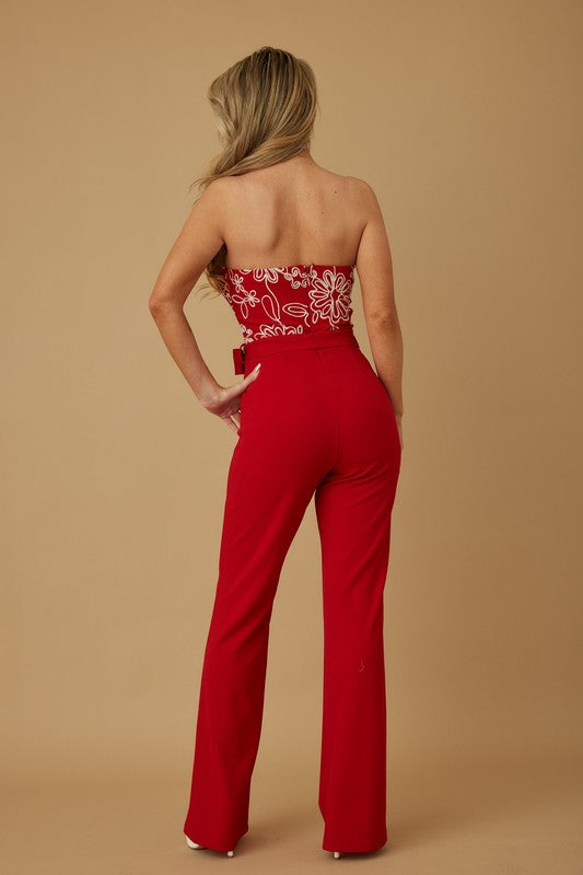 SWEETHEAT NECK LINE SWIRL JUMPSUIT