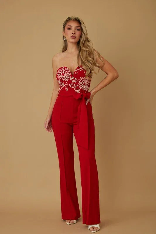 SWEETHEAT NECK LINE SWIRL JUMPSUIT PRIVILEGE