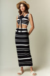 Irregular Striped Knit Crop Top & Skirt Set
