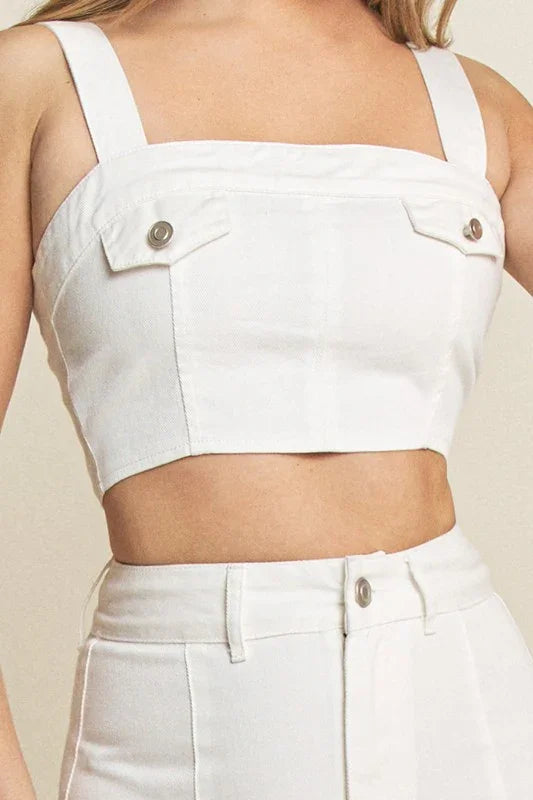 Washed Denim Tank & Mermaid Maxi Skirt Set PRIVILEGE