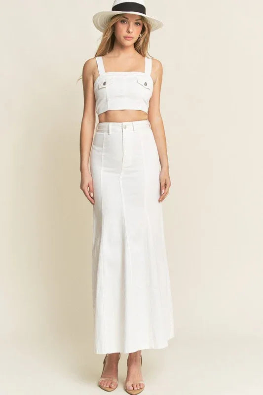 Washed Denim Tank & Mermaid Maxi Skirt Set PRIVILEGE