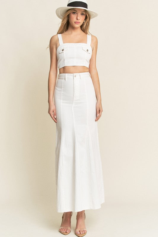 WASHED DENIM TANKIE WITH MERMAID MAXI SKIRT SET