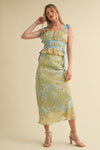 EXCLUSIVE FLORAL TOP AND MIDI SKIRT SET