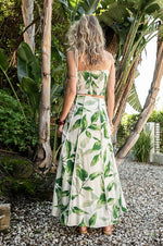PALM LEAF MAXI SKIRT WITH CROP TOP 2 PC SET