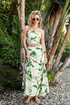 PALM LEAF MAXI SKIRT WITH CROP TOP 2 PC SET