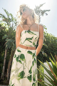PALM LEAF MAXI SKIRT WITH CROP TOP 2 PC SET PRIVILEGE