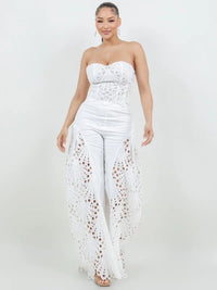 CORSET LACE TOP WITH FLARE CUTOUT LACE FLARE PANT PRIVILEGE