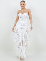 CORSET LACE TOP WITH FLARE CUTOUT LACE FLARE PANT