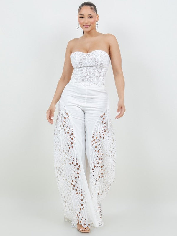 CORSET LACE TOP WITH FLARE CUTOUT LACE FLARE PANT