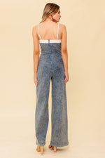 WIDE LEG ACID WASH JUMPSUIT