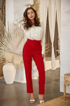 Skinny Leg Dress Pants with Belt Detail