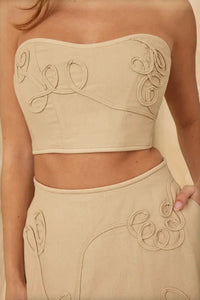 LINEN SWIRL PATTERN TWO PIECE MAXI SKIRT SET PRIVILEGE