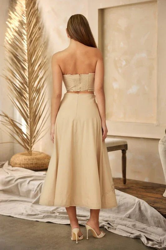 LINEN SWIRL PATTERN TWO PIECE MAXI SKIRT SET PRIVILEGE