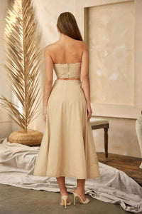 LINEN SWIRL PATTERN TWO PIECE MAXI SKIRT SET PRIVILEGE