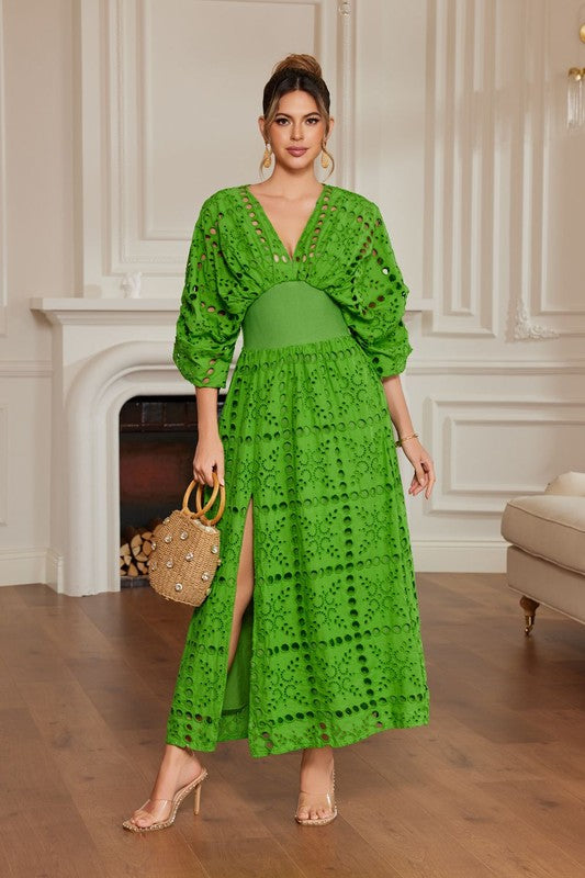 EYELET MAXI DRESS