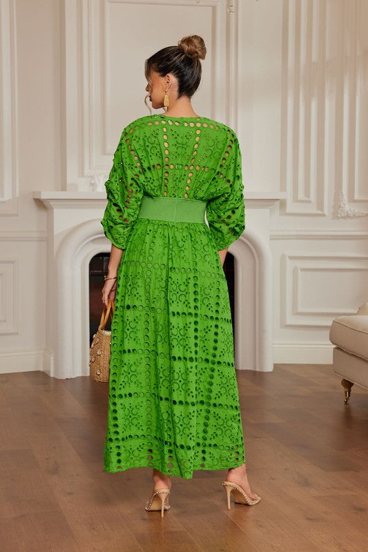 EYELET MAXI DRESS