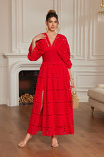 EYELET MAXI DRESS