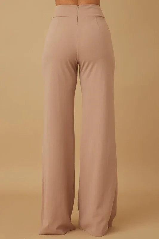 High Waist Flare Dress Pants with Belt PRIVILEGE