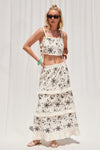 Embroidery Top And Skirt Set