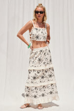 Embroidery Top And Skirt Set