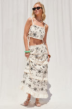 Embroidery Top And Skirt Set