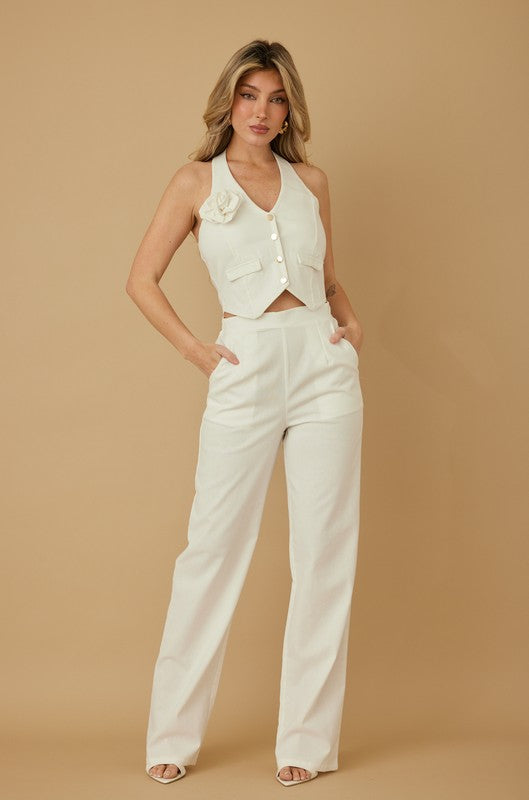 ROSE VEST WITH MATCHING LINEN PANT