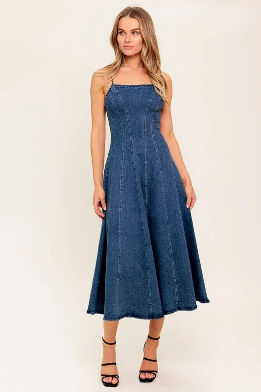 DENIM MIDI DRESS PRIVILEGE