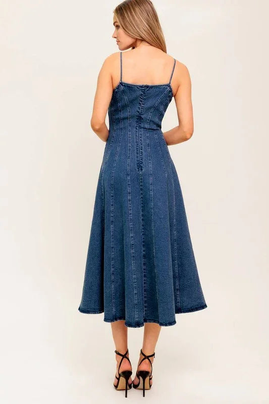 DENIM MIDI DRESS PRIVILEGE