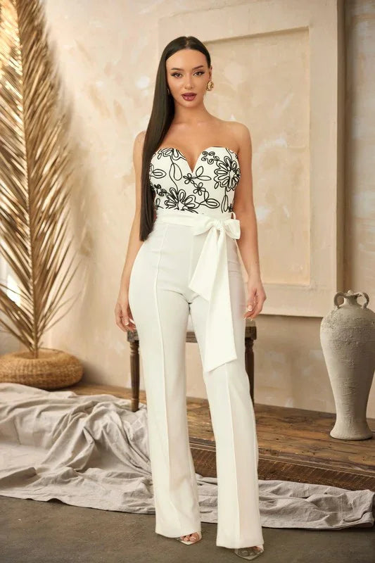SWEETHEAT NECK LINE SWIRL JUMPSUIT PRIVILEGE
