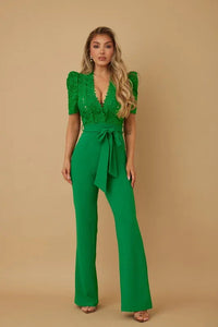 EMBRODERIY SHORT SLEEV LACE JUMPSUIT PRIVILEGE
