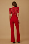 EMBRODERIY SHORT SLEEV LACE JUMPSUIT