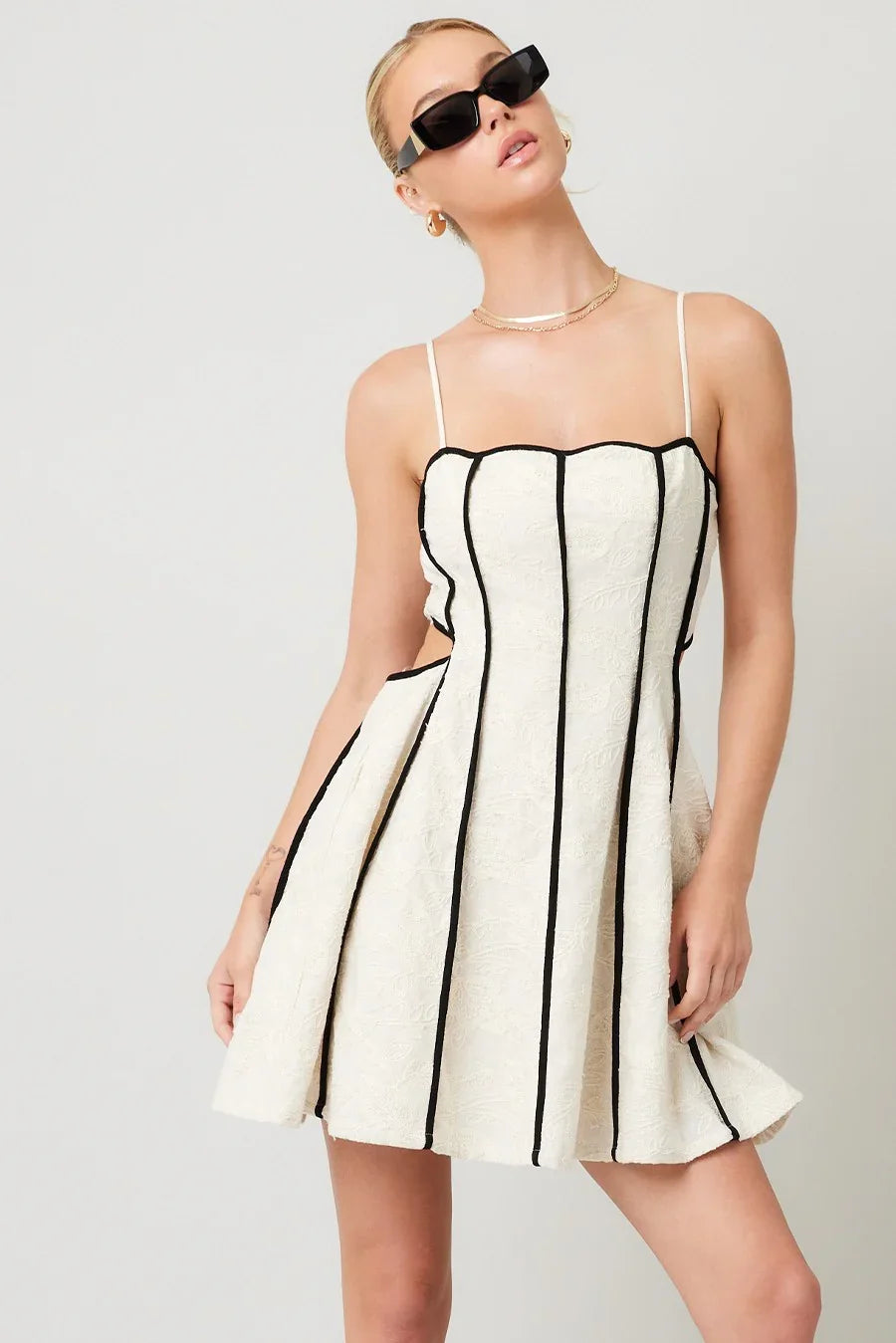 Embroidery Cut-Out Back Dress
