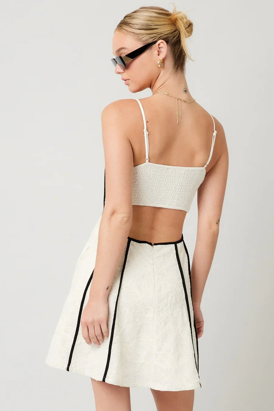 Embroidery Cut-Out Back Dress