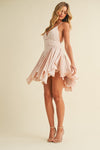 Godet Ruffle Layered Flare Mini Dress