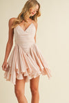 Godet Ruffle Layered Flare Mini Dress