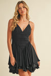 Godet Ruffle Layered Flare Mini Dress