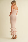CONTRAST RUFFLED BOTTOM KNIT MAXI DRESS
