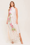 FLORAL WHITE  HALTER LACE DRESS