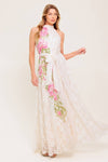 FLORAL WHITE  HALTER LACE DRESS