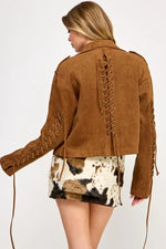 Frontier Moto Jacket - Western Lace Faux Suede