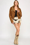 Frontier Moto Jacket - Western Lace Faux Suede
