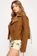 Frontier Moto Jacket - Western Lace Faux Suede
