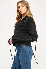 Frontier Moto Jacket - Western Lace Faux Suede