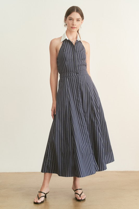 Blue Striped Shirt Dress