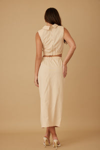 Vest Collared Jacket Top With Skirt Sets