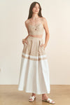 Twist-front Crop Top & Color Block Maxi Skirt