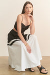 Twist-front Crop Top & Color Block Maxi Skirt