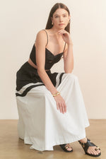 Twist-front Crop Top & Color Block Maxi Skirt